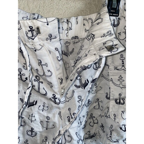 linen shorts Anchor Boat Nautical XL Elastic Waist Liz Claiborne Beach Lake - Picture 3 of 10